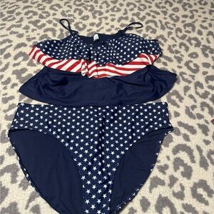 Navy Blue Star-Patterned Bikini Set